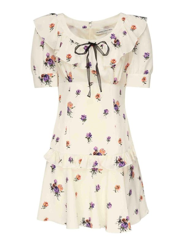 ALESSANDRA RICH: short dresses - Rose Printed Mini Dress