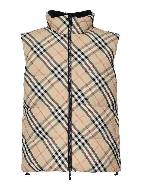 BURBERRY: padded jackets - Plaid Padded Vest