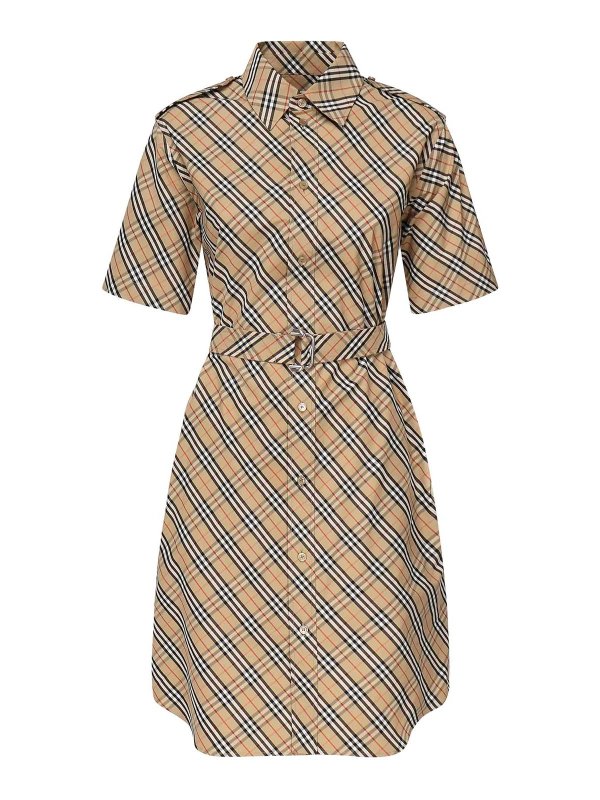 BURBERRY: ニーレングスドレス - 膝丈ドレス - ベージュ