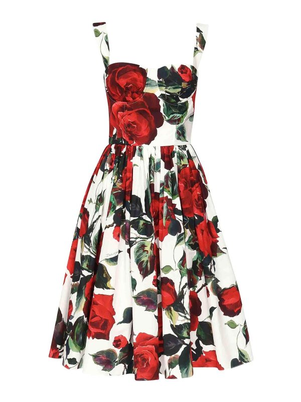 DOLCE & GABBANA: Knielange Kleider - Knielanges Kleid - Rot