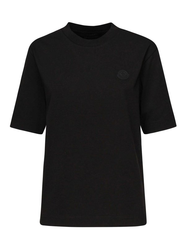 MONCLER: t-shirts - T-Shirt With Silicon Logo Patch