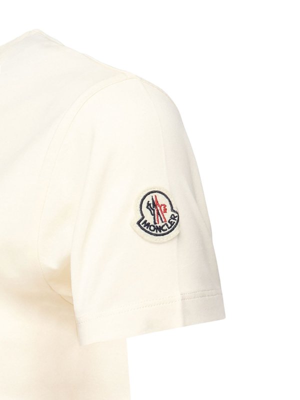 The Best Shops MONCLER: t-shirt - T-shirt con logo ricamato con perle