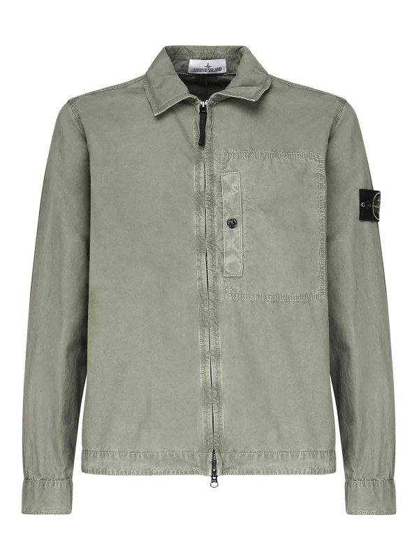 STONE ISLAND: shirts - Overshit Shirt With Zipper Closure
