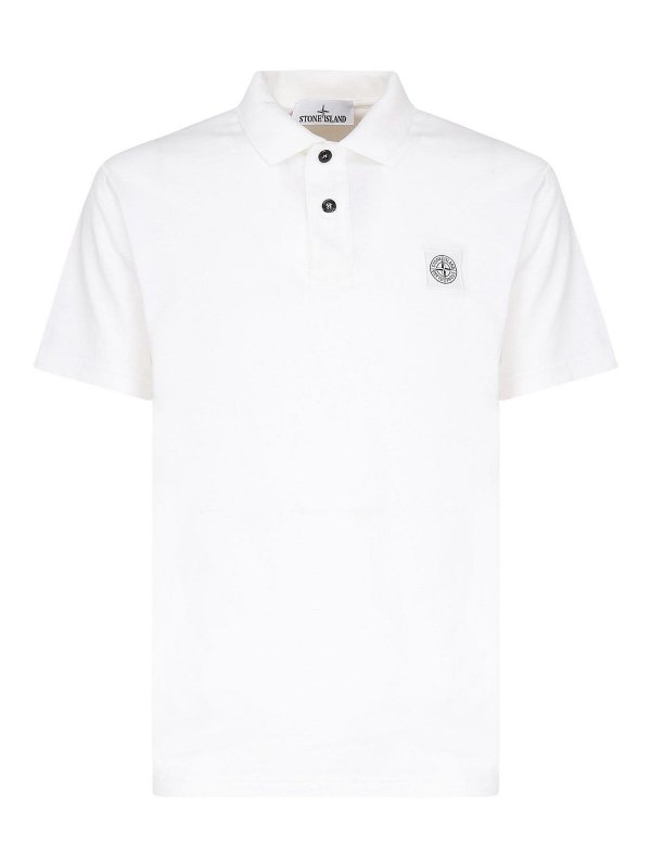 STONE ISLAND: polo - Polia a maniche corte con patch di bussola