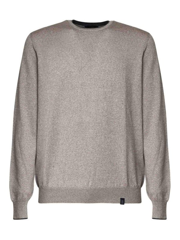 FAY: crew necks - Sweater With Profile Patches On The Elbows