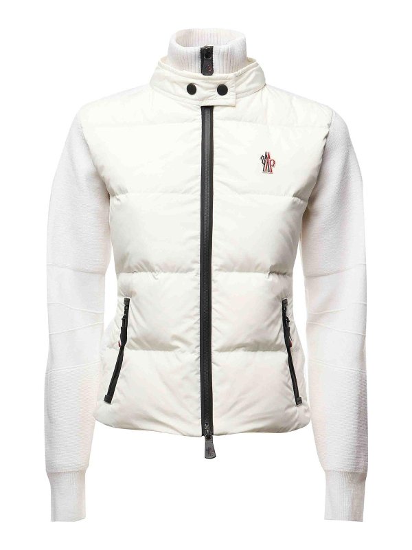 MONCLER: cardigan - Cardigan in lana imbottita con cerniera