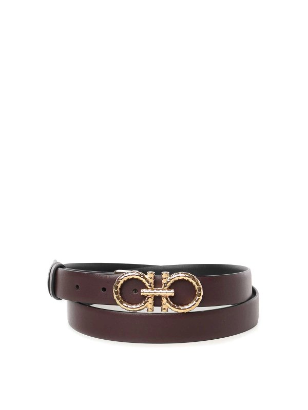 FERRAGAMO: belts - Gancini Adjustable And Reversible Belt