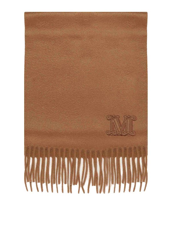 Max Mara: scarves - Dalia Rectangular Scarf With Logo Detail