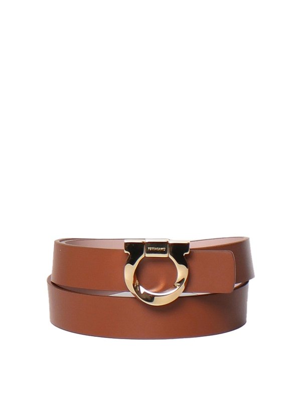 FERRAGAMO: belts - Gancini Belt In Calfskin