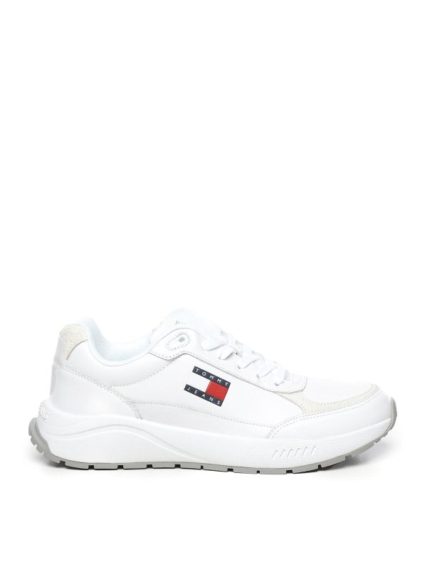 TOMMY HILFIGER: trainers - Leather Running Sneakers With Thick Sole