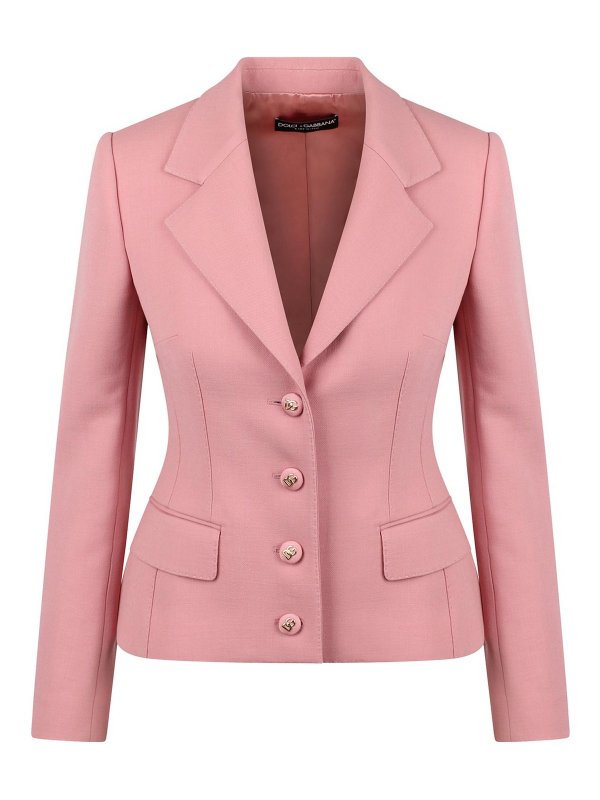 DOLCE & GABBANA: blazers - Single -breasted pink wool jacket
