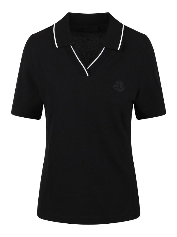 MONCLER: polo shirts - Cotton piquet pole with logo patch