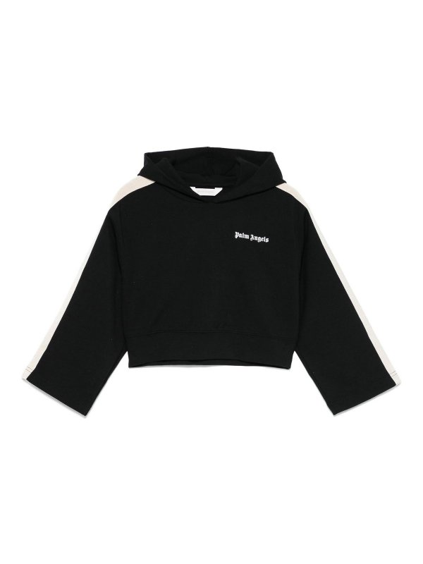 Palm Angels: Sweatshirts & Sweaters - New Track Cropped Hoodie