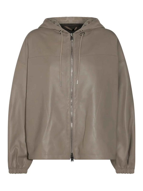 ADD: Vestes en cuir - Blouson En Cuir - Gris