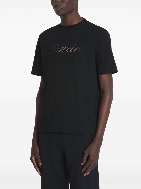 The Best Shops LANVIN: t-shirts - Denim Script Logo T-Shirt