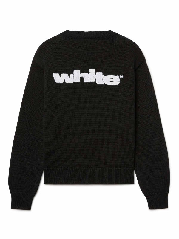 OFF-WHITE: Suéteres con cuello pico online - Suéter Cuello Redondo - Negro
