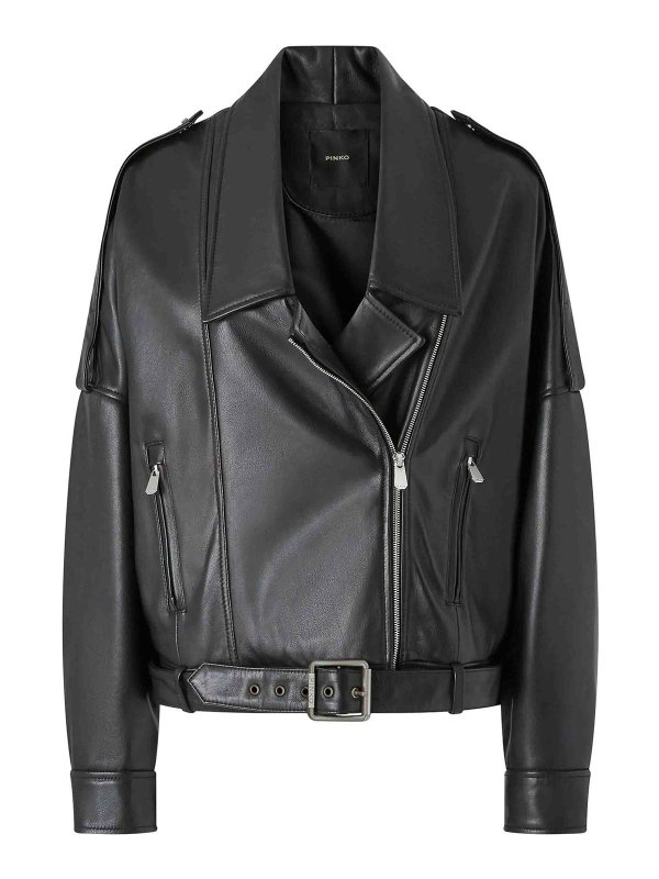 Pinko: Lederjacken - Blazer - Schwarz