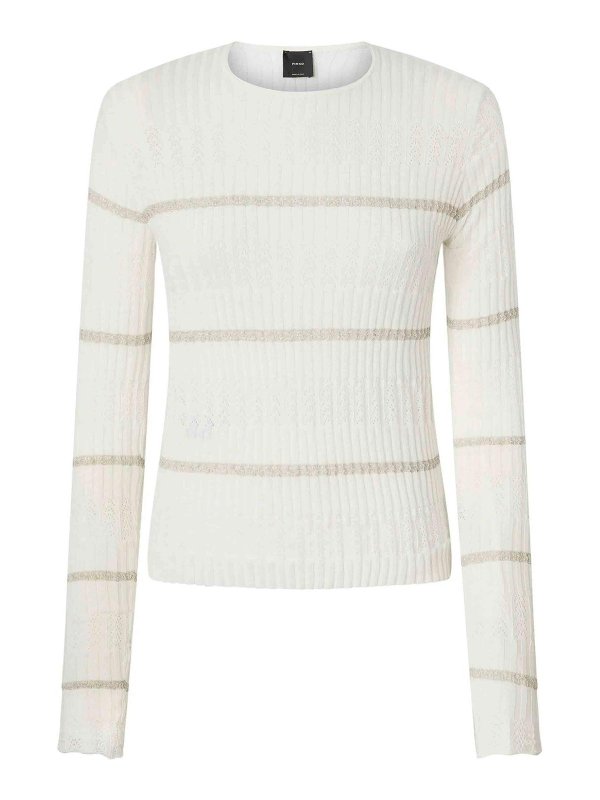 Pinko: U-Boot-Ausschnitt - U-Boot-Pullover - Weiß