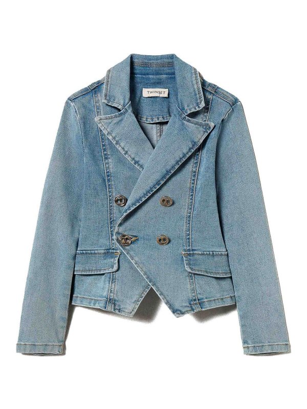 TWINSET: Jeansjacken - Jeansjacke - Helles Jeansblau