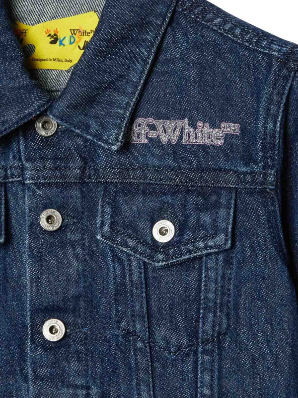 The Best Shops OFF-WHITE: デニムジャケット - デニムジャケット - ミディアムウォッシュ