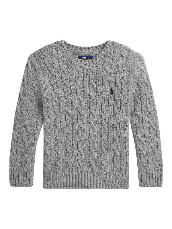 POLO RALPH LAUREN: Strickpullover mit Rundhalsausschnitt - Rundhalspullover - Grau