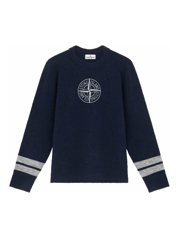 Stone Island Junior: Col bateau - Pull Col Bateau - Bleu