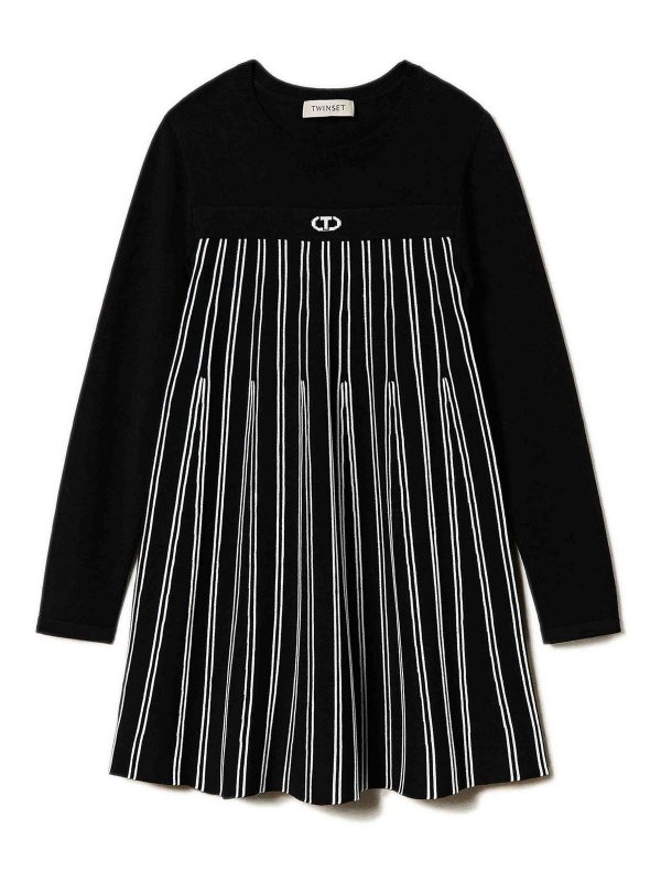 TWINSET: Robe longueur genou - Robe Au Genou - Noir