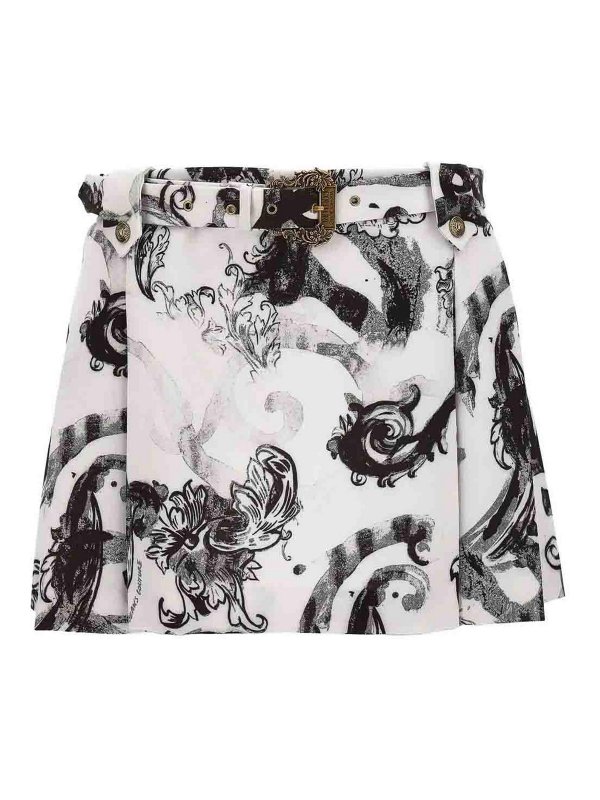 VERSACE JEANS: ニーレングススカート＆ミディ丈 - 膝丈/ミディスカート - 白