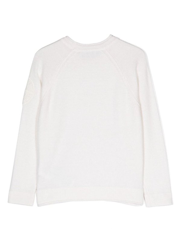 Stone Island Junior: Escotes barcos online - Suéter Con Escote Barco - Blanco