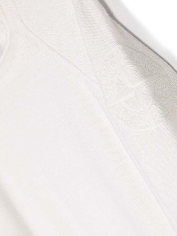 The Best Shops Stone Island Junior: Escotes barcos - Suéter Con Escote Barco - Blanco