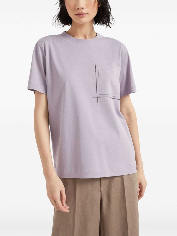 T-Shirt - Violet shop online: BRUNELLO CUCINELLI