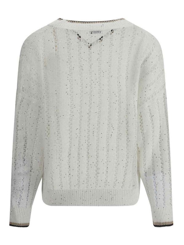 BRUNELLO CUCINELLI: Suéteres con cuello pico online - Suéter Cuello Redondo - Blanco