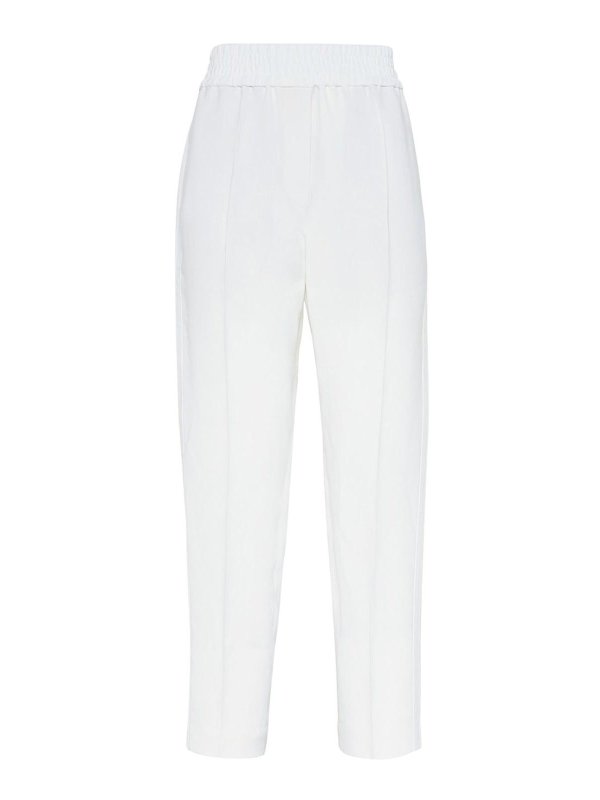 BRUNELLO CUCINELLI: casual trousers - Crop trousers with striped detail