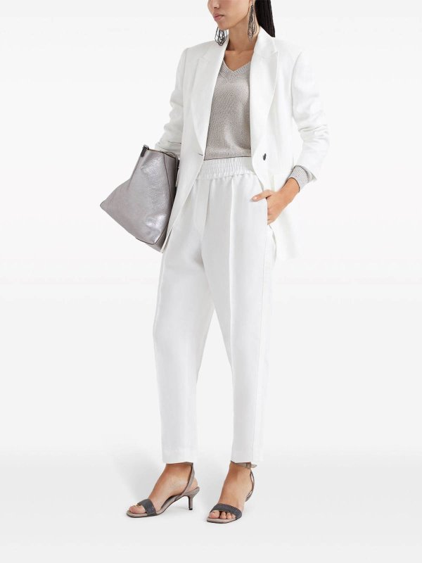 The Best Shops BRUNELLO CUCINELLI: Crop trousers with striped detail