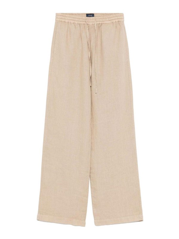 FAY: casual trousers - Straight pants in linen