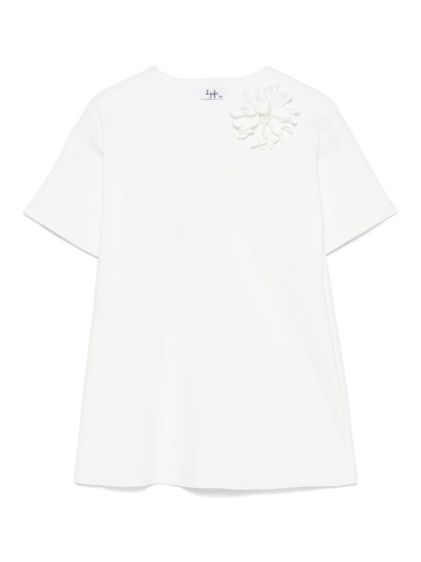 Il Gufo: Knielange Kleider - Knielanges Kleid - Weiß