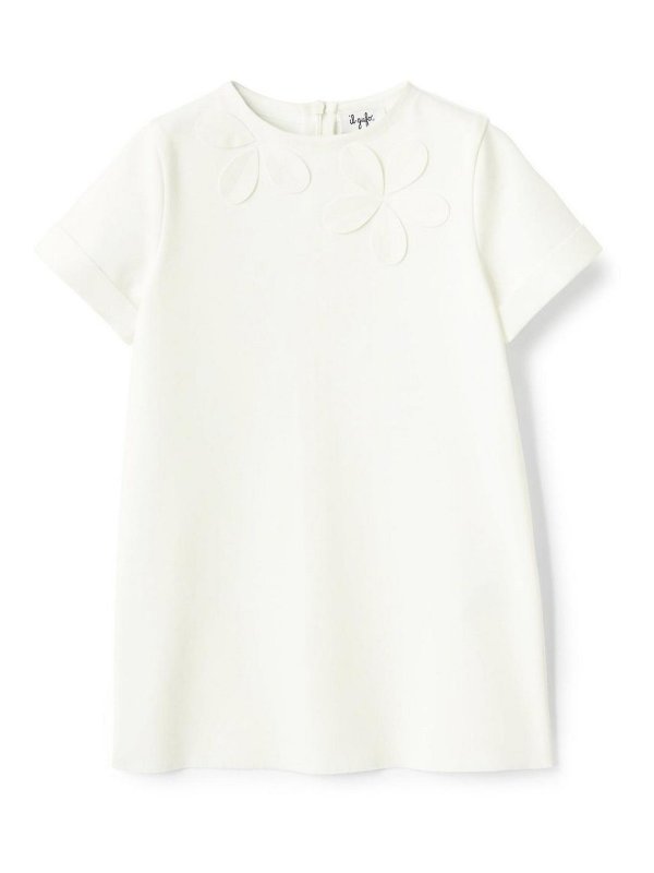 Il Gufo: Knielange Kleider - Knielanges Kleid - Weiß