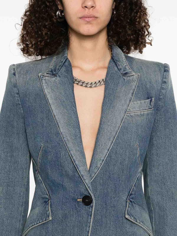 デニムジャケット - ブルー shop online: ALEXANDER MCQUEEN