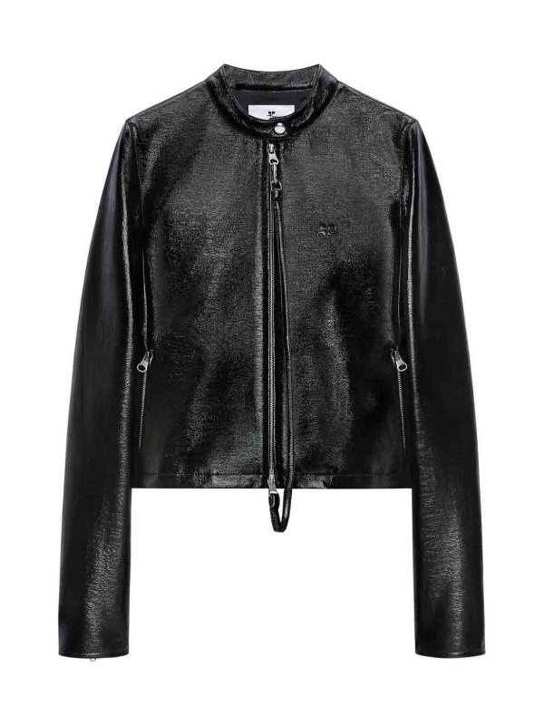 Courreges: Lederjacken - Blazer - Schwarz