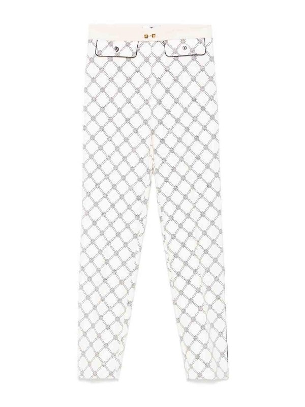 ELISABETTA FRANCHI: casual trousers - Crepe trousers with printing