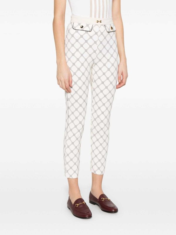 Crepe trousers with printing shop online: ELISABETTA FRANCHI