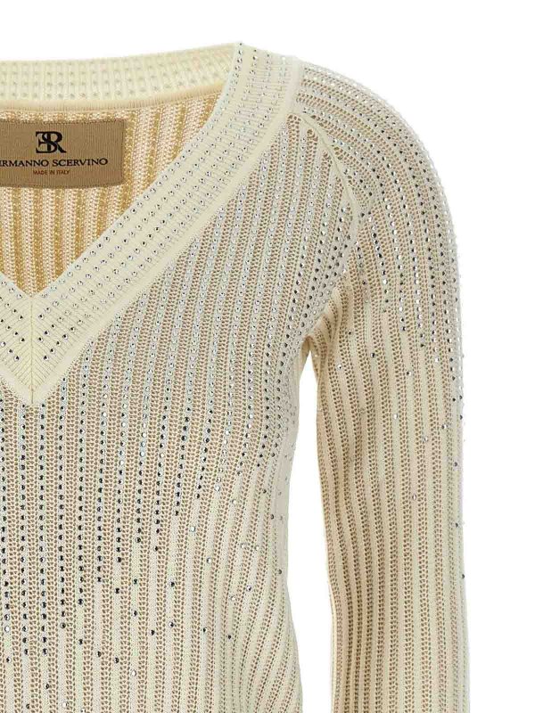 Rundhalspullover - Beige shop online: ERMANNO SCERVINO