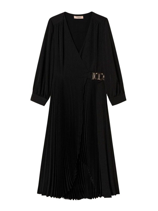 TWINSET: knee length dresses - Midi dress with folds