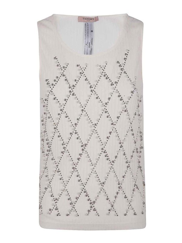 TWINSET: Tops y camisetas sin mangas - Top - Blanco
