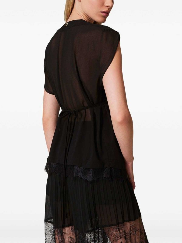 TWINSET: Top e canotte online - Top in pizzo plissettato