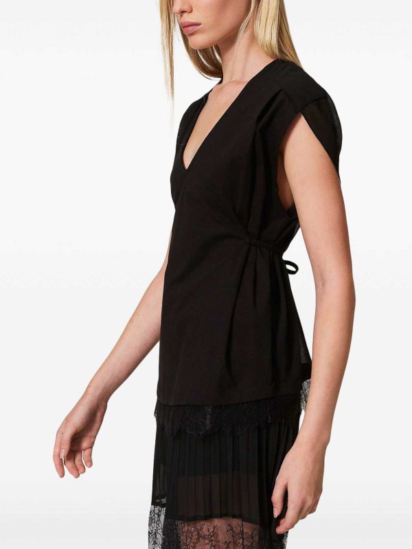 TWINSET buy online Top in pizzo plissettato