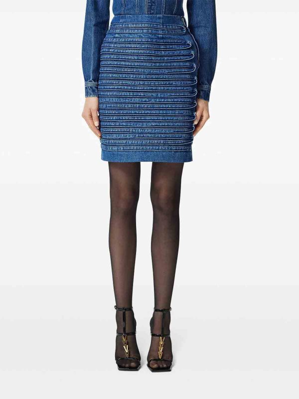 ミニスカート - ブルー shop online: VERSACE