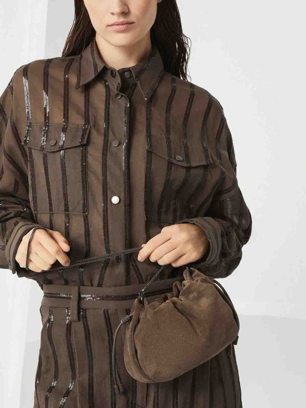 BRUNELLO CUCINELLI: cross body bags online - Shoulder bag in suede leather