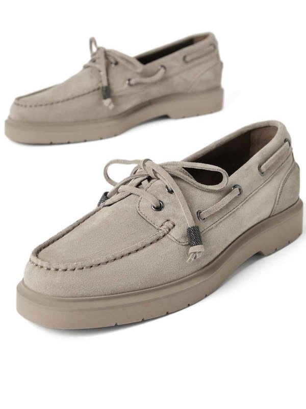 Boat moccasins with jewelry chain shop online: BRUNELLO CUCINELLI