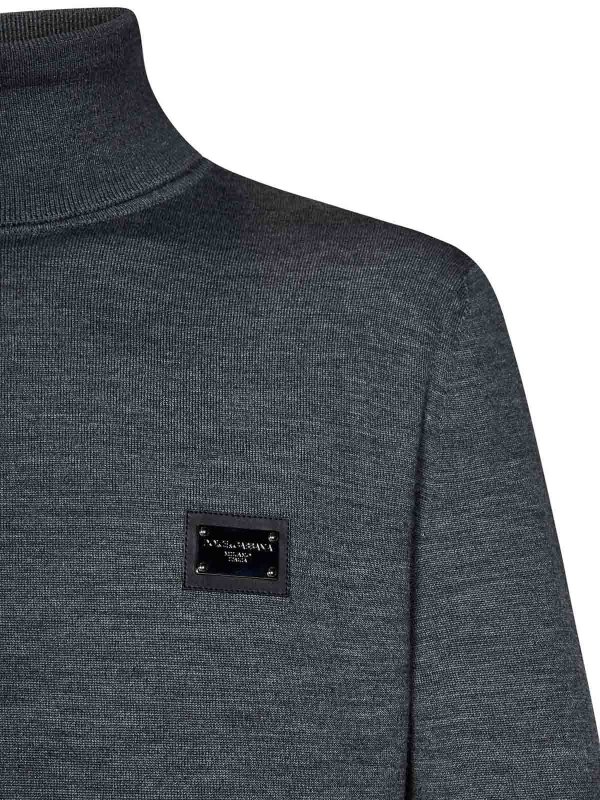 The Best Shops DOLCE & GABBANA: maglia a collo alto e polo - Grigio *Icona Virgin Wool Turtleneck Swater